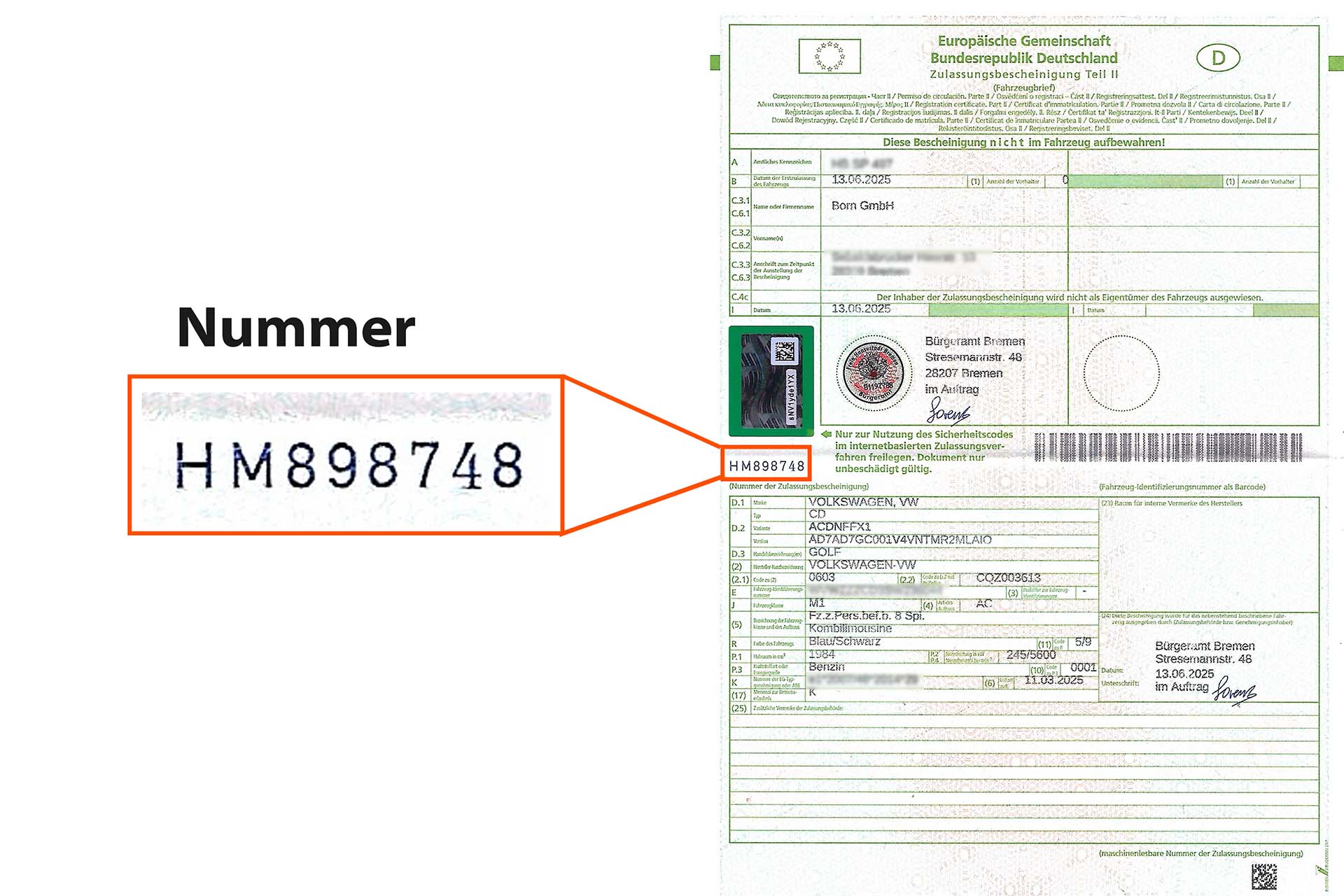 Ummeldung Form - Bundeszulassung 24